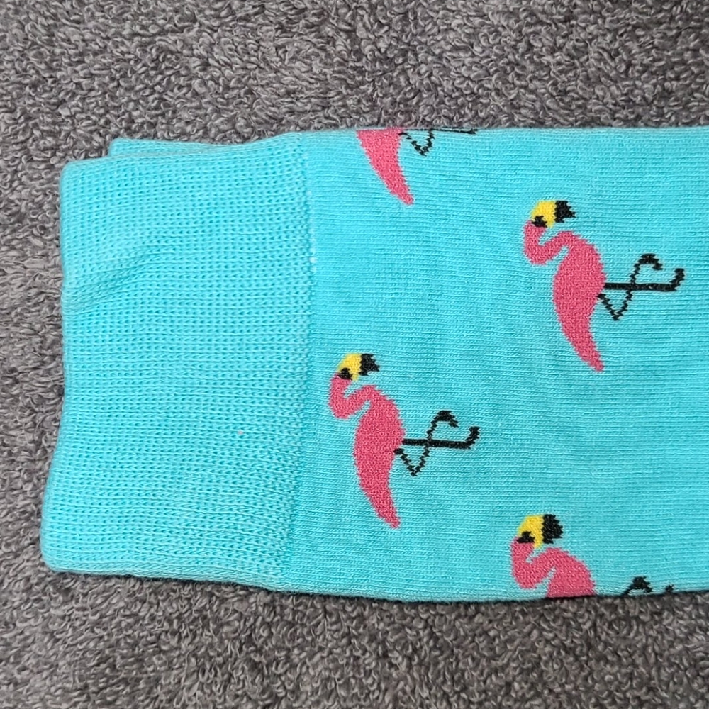 Pink flamingos! Blue toe socks - Picture 11 of 16